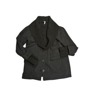 Daily practice by Anthropologie black floppy neck button cardigan sweater jacket